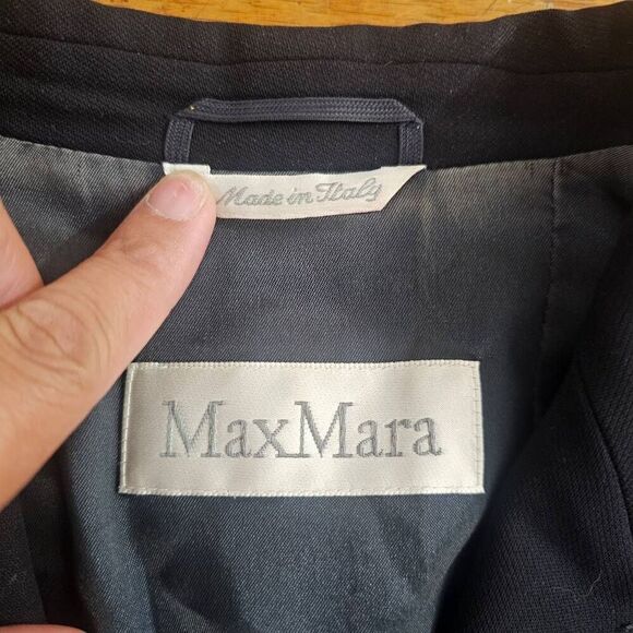 Max Mara Black Virgin Wool Two Button Blazer Coat Size 6 - Picture 5 of 7